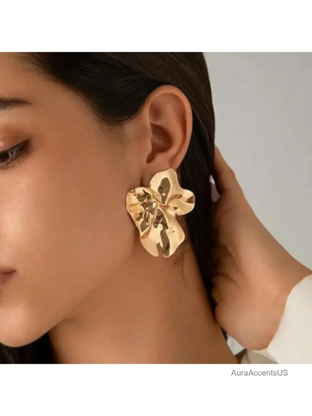 14K Gold Plated Floral Drop Earrings for Women, Large Statement Dangle